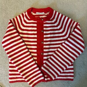 Like New Abercrombie Red and White Striped Cardigan